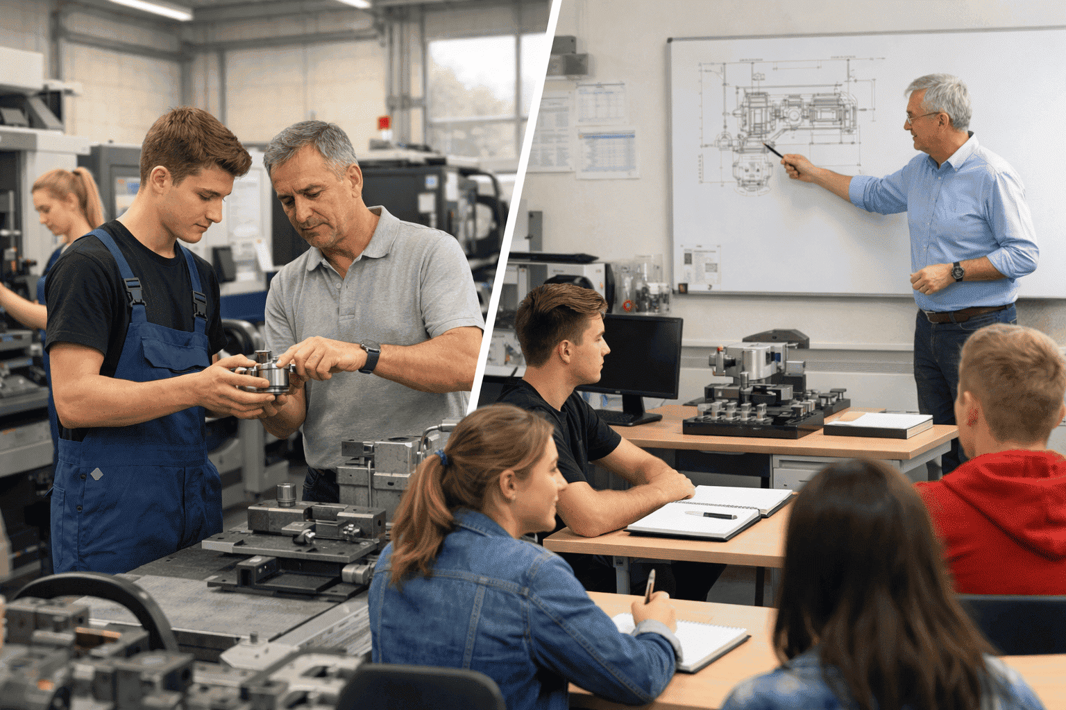 Dual Ausbildung in Germany students learning practical job training and classroom education