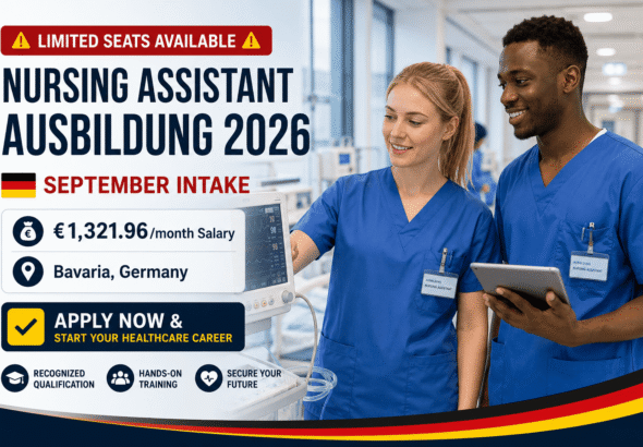 Nursing assistant ausbildung at Rummelsberg Hospital in Bavaria. September 2026 intake starts with €1,322 monthly salary.